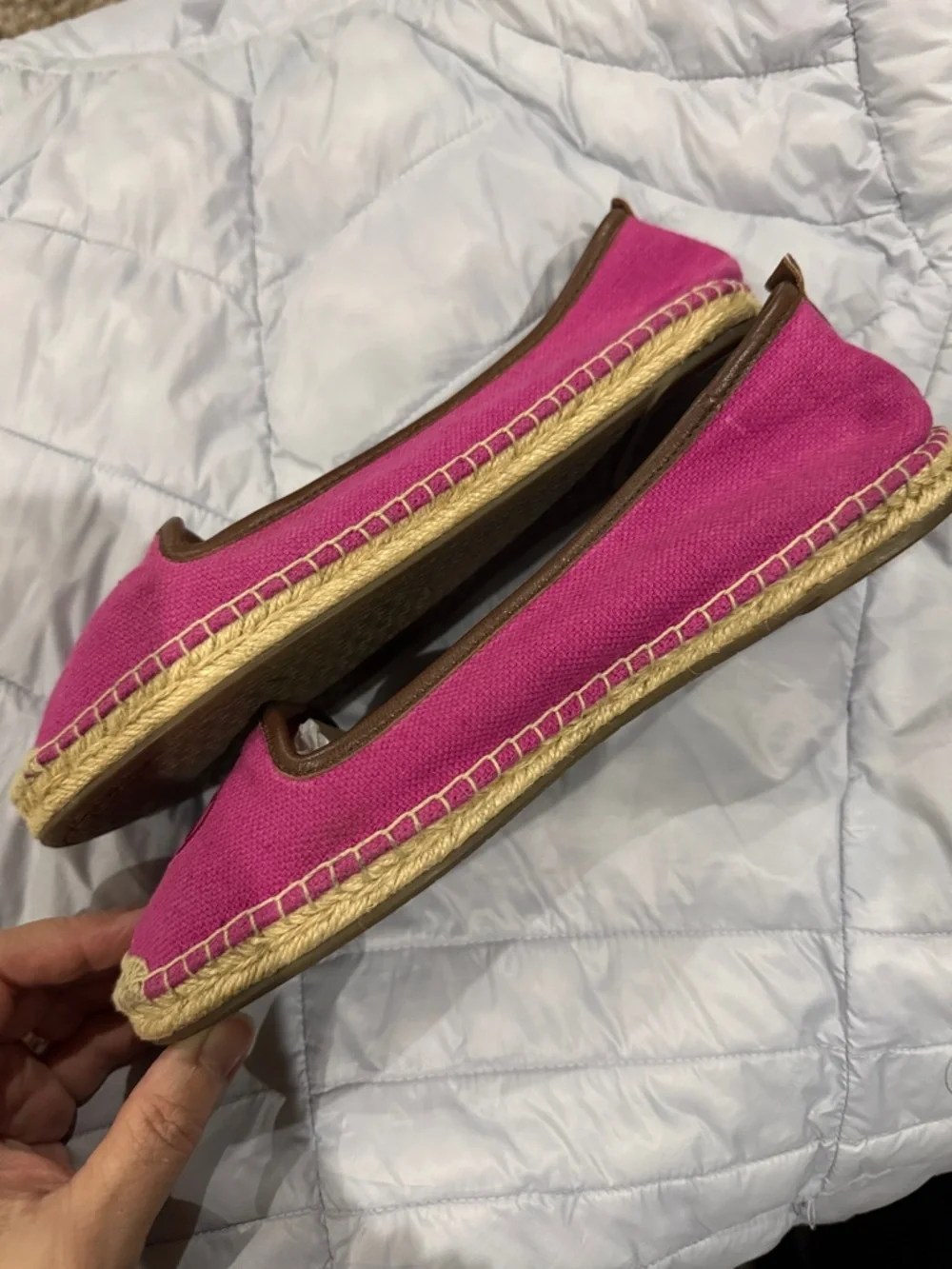 Michael Kors Hot Pink Canvas Espadrille Flats with MK Logo